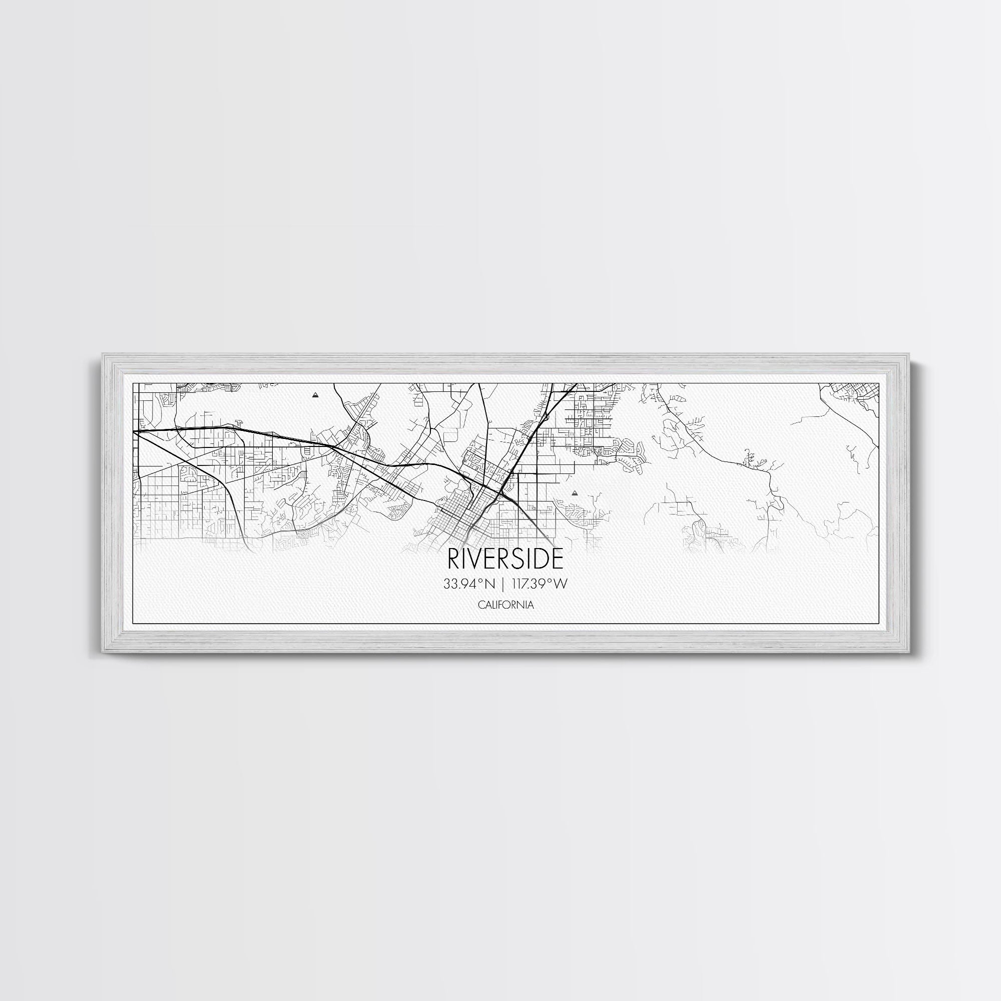 Panoramic Riverside City Map, California Art, Map Print, Minimalist Wall Art, Canvas Art, Housewarming Gift, Street Map Art, Closing Gift