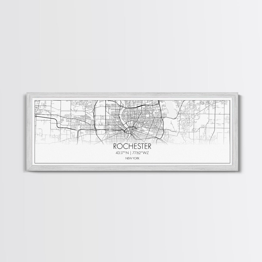 Panoramic Rochester City Map, New York Art, Map Print, Minimalist Wall Art, Canvas Art, Housewarming Gift, Street Map Art, Closing Gift