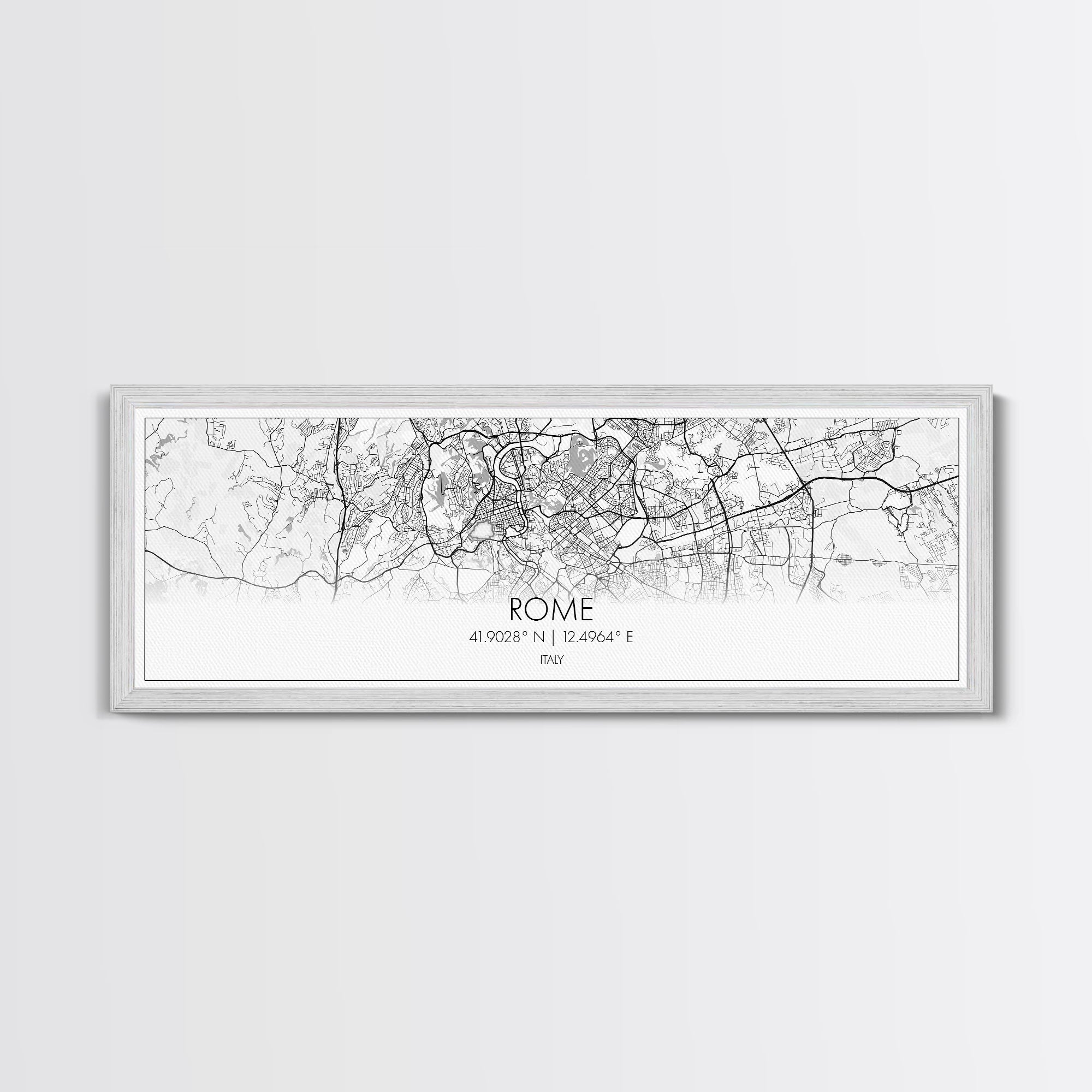 Panoramic Rome City Map, Italy Art, Map Print, Minimalist Wall Art, Canvas Art, Housewarming Gift, Street Map Art, Closing Gift