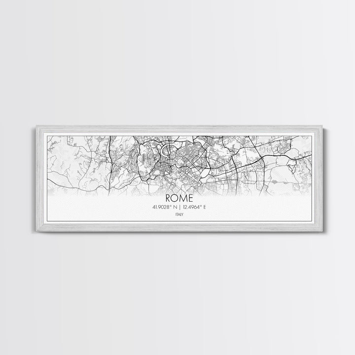 Panoramic Rome City Map, Italy Art, Map Print, Minimalist Wall Art, Canvas Art, Housewarming Gift, Street Map Art, Closing Gift