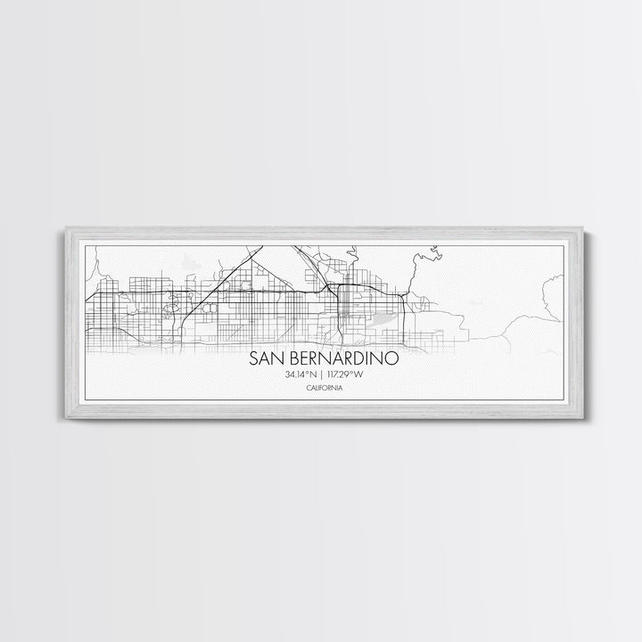 Panoramic San Bernardino City Map, California Art, Map Print, Minimalist Wall Art, Canvas Art, Housewarming Gift, Street Map, Closing Gift