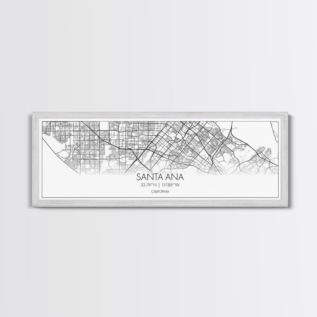 Panoramic Santa Ana City Map, California Art, Map Print, Minimalist Wall Art, Canvas Art, Housewarming Gift, Street Map Art, Closing Gift