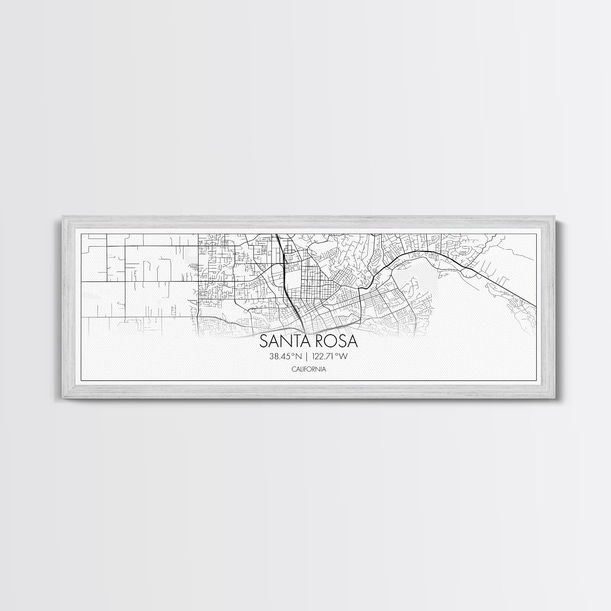 Panoramic Santa Rosa City Map, California Art, Map Print, Minimalist Wall Art, Canvas Art, Housewarming Gift, Street Map Art, Closing Gift