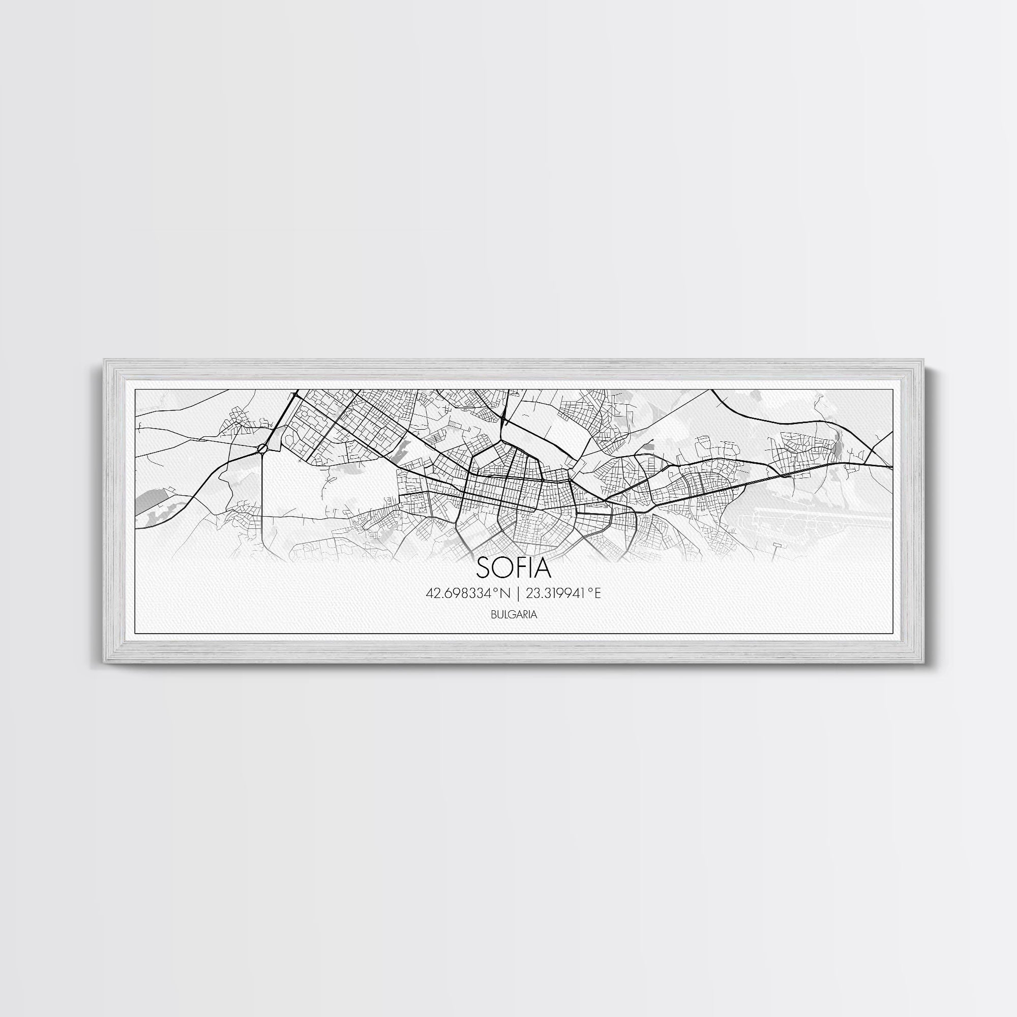 Panoramic Sofia City Map, Bulgaria Art, Map Print, Minimalist Wall Art, Canvas Art, Housewarming Gift, Street Map Art, Closing Gift