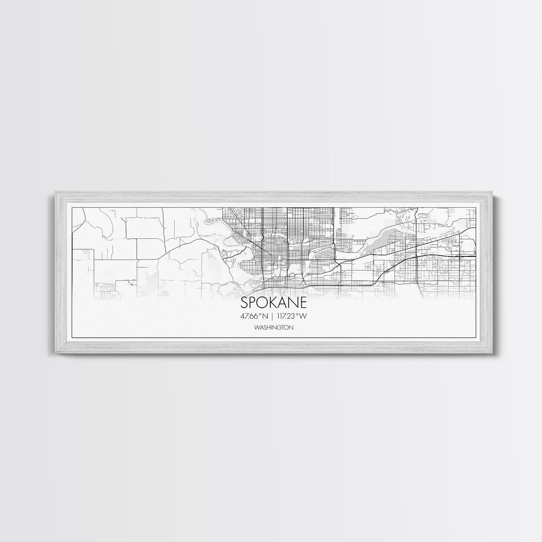 Panoramic Spokane City Map, Washington Art, Map Print, Minimalist Wall Art, Canvas Art, Housewarming Gift, Street Map Art, Closing Gift