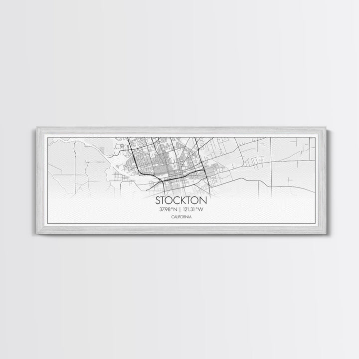 Panoramic Stockton City Map, California Art, Map Print, Minimalist Wall Art, Canvas Art, Housewarming Gift, Street Map Art, Closing Gift