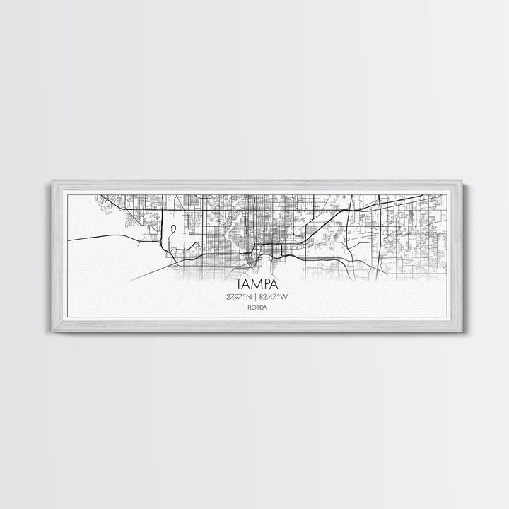 Panoramic Tampa City Map, Florida Art, Map Print, Minimalist Wall Art, Canvas Art, Housewarming Gift, Street Map Art, Closing Gift