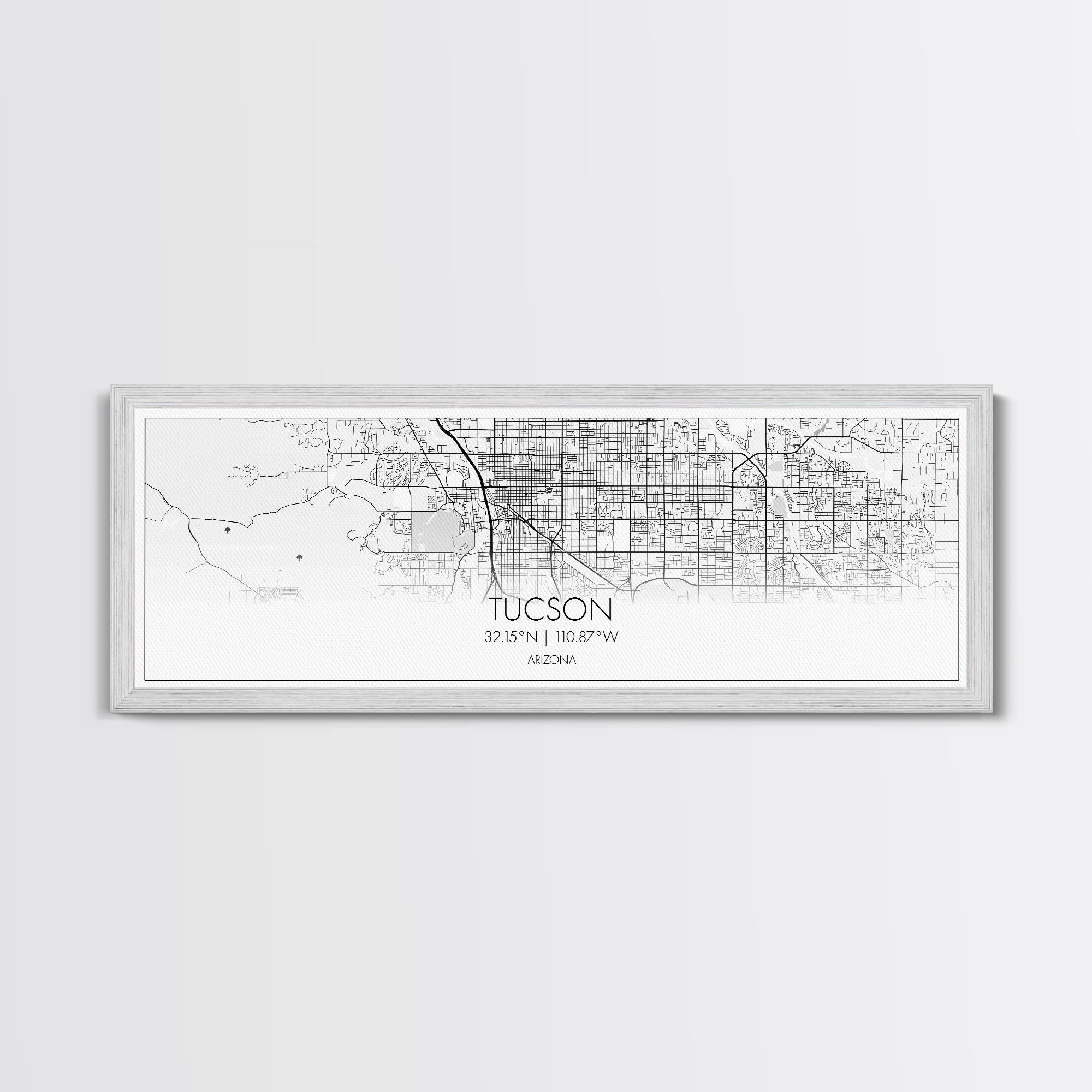 Panoramic Tucson City Map, Arizona Art, Map Print, Minimalist Wall Art, Canvas Art, Housewarming Gift, Street Map Art, Closing Gift