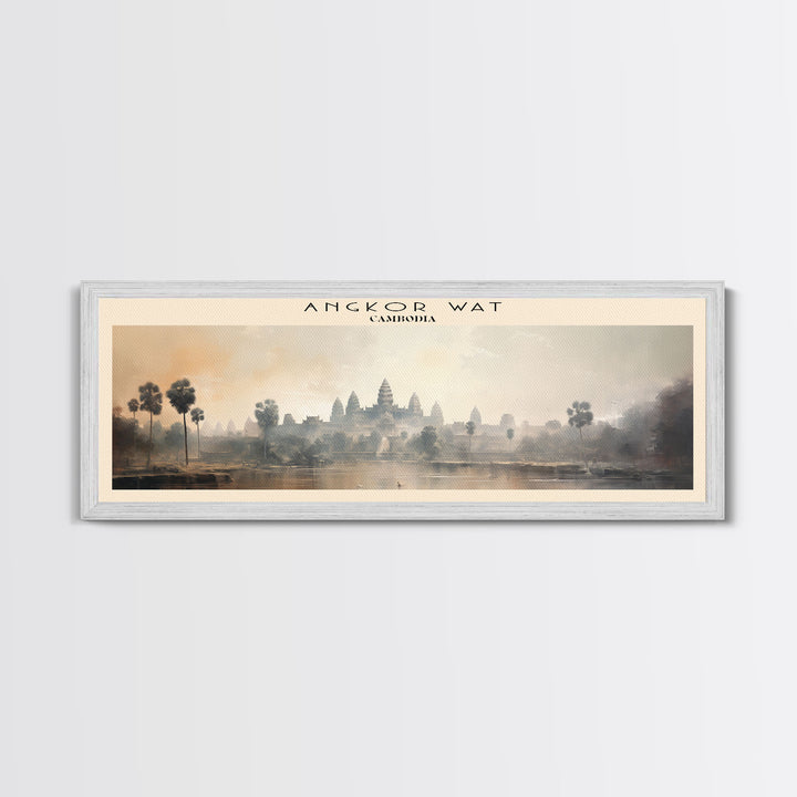 Angkor Wat Cambodia | Framed Travel Poster Canvas Print | Trendy Wall Art | Watercolor Painting | Living Room Art | Unique Art