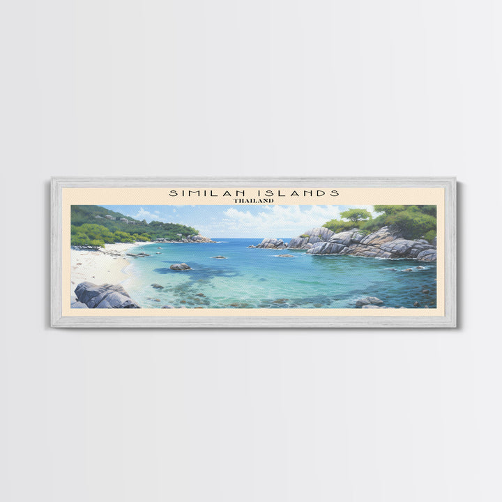 Similan Islands Travel Art Framed Canvas Print, COUNTRY Wall Decor, Home Decor, Travel Poster, Vintage Wall Art, Watercolor Painting