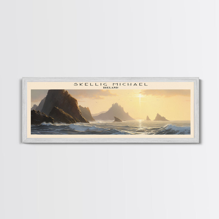 Skellig Michael COUNTRY Travel Poster Print, Framed Canvas Print, COUNTRY Travel Art, Wood Framed Art, Wall Hanging, Home Decor