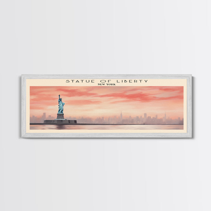 Statue of Liberty Travel Art Framed Canvas Print, COUNTRY Wall Decor, Home Decor, Travel Poster, Vintage Wall Art, Watercolor Painting