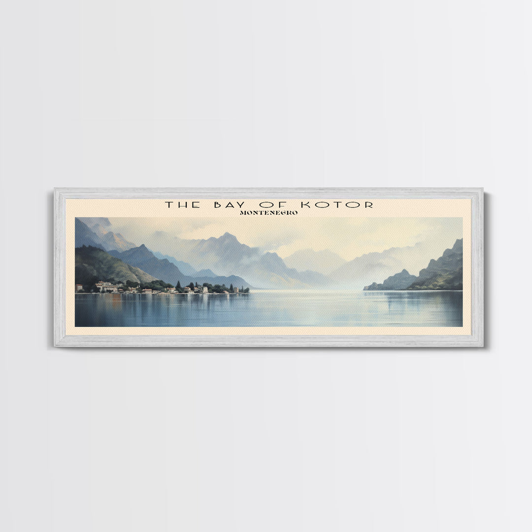 The Bay of Kotor Travel Art Framed Canvas Print, COUNTRY Wall Decor, Home Decor, Travel Poster, Vintage Wall Art, Watercolor Painting