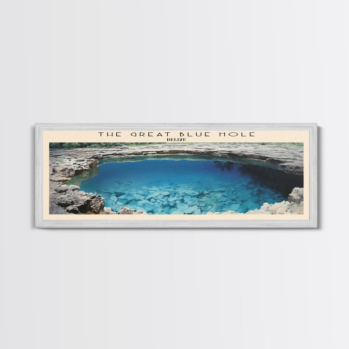 The Great Blue Hole Travel Art Framed Canvas Print, COUNTRY Wall Decor, Home Decor, Travel Poster, Vintage Wall Art, Watercolor Painting