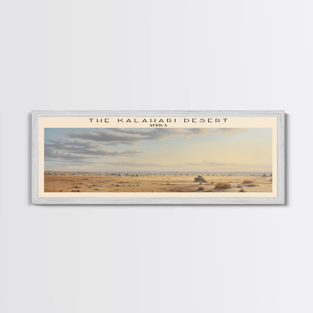 The Kalahari Desert Retro Style Travel Poster - Framed Canvas Print - COUNTRY Travel Decor | Vintage Style Home Decor - Travel Print - Wall Art