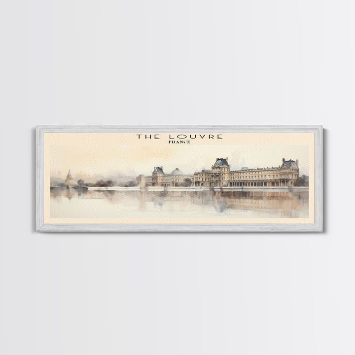 The Louvre Travel Art Framed Canvas Print, COUNTRY Wall Decor, Home Decor, Travel Poster, Vintage Wall Art, Watercolor Painting