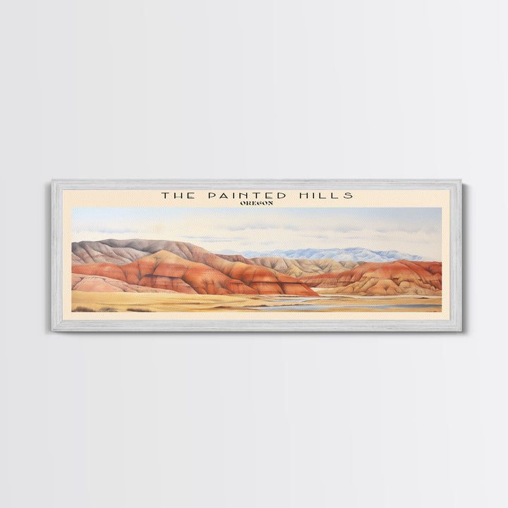 The Painted Hills Retro Style Travel Poster - Framed Canvas Print - COUNTRY Travel Decor | Vintage Style Home Decor - Travel Print - Wall Art