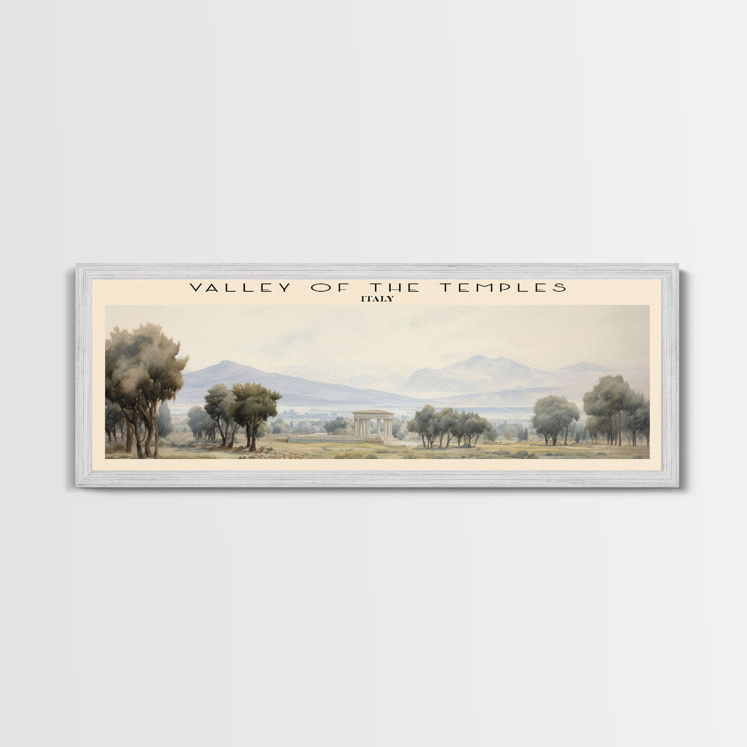 Valley of the Temples COUNTRY | Framed Travel Poster Canvas Print | Trendy Wall Art | Watercolor Painting | Living Room Art | Unique Art