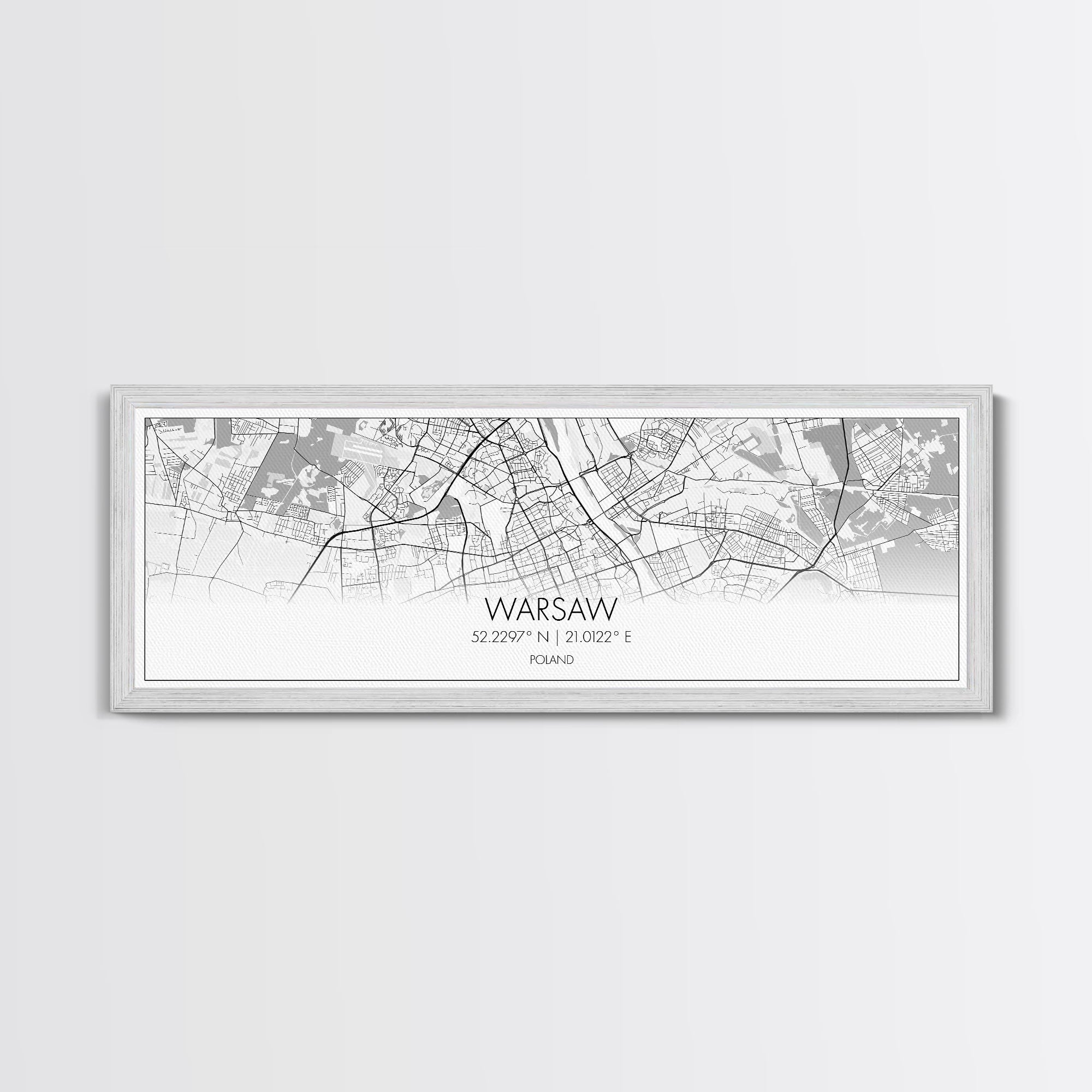 Panoramic Warsaw  City Map, Poland Art, Map Print, Minimalist Wall Art, Canvas Art, Housewarming Gift, Street Map Art, Closing Gift