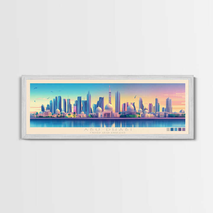 Abu Dhabi, United Arab Emirates Panoramic Travel Poster Canvas Print, Abu Dhabi, United Arab Emirates Painting, United Arab Emirates Art, Abu Dhabi Travel Art, Living Room Painting