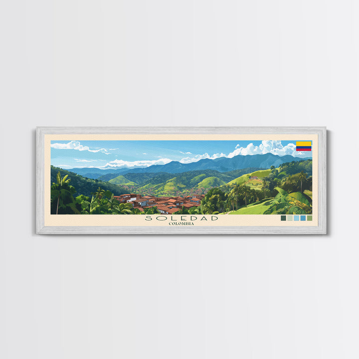 Soledad, Colombia Travel Poster Panoramic Canvas Print, Soledad, Colombia Painting, Colombia Art, Soledad Travel Art, Guest Room Painting