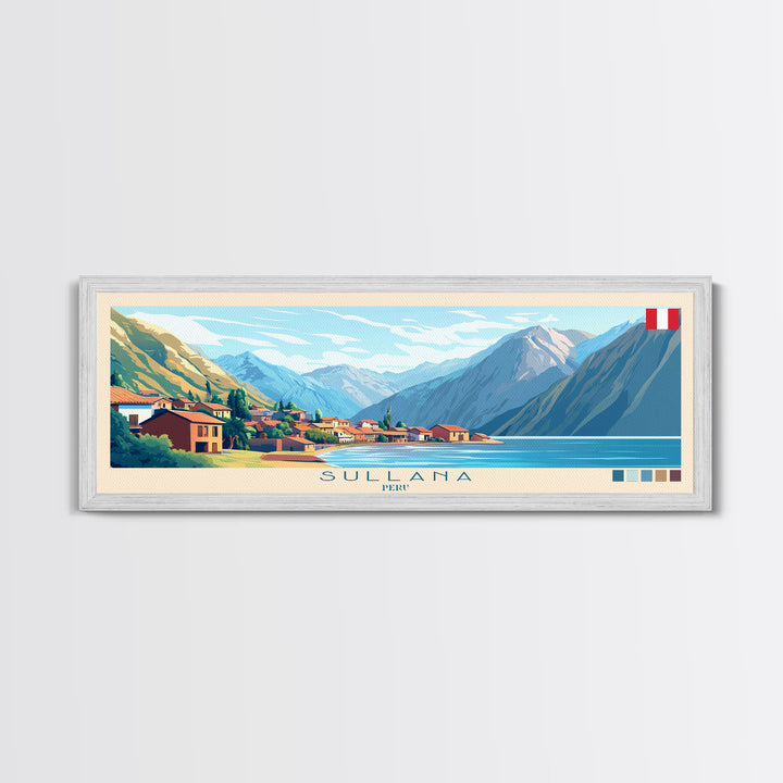 Sullana, Peru Panoramic Travel Poster Canvas Print, Sullana, Peru Painting, Peru Art, Sullana Panoramic Travel Art, Travel Painting