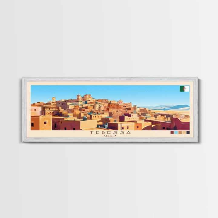 Tebessa, Algeria Panoramic Travel Poster Canvas Print, Tebessa, Algeria Painting, Algeria Art, Tebessa Panoramic Travel Art, Travel Painting