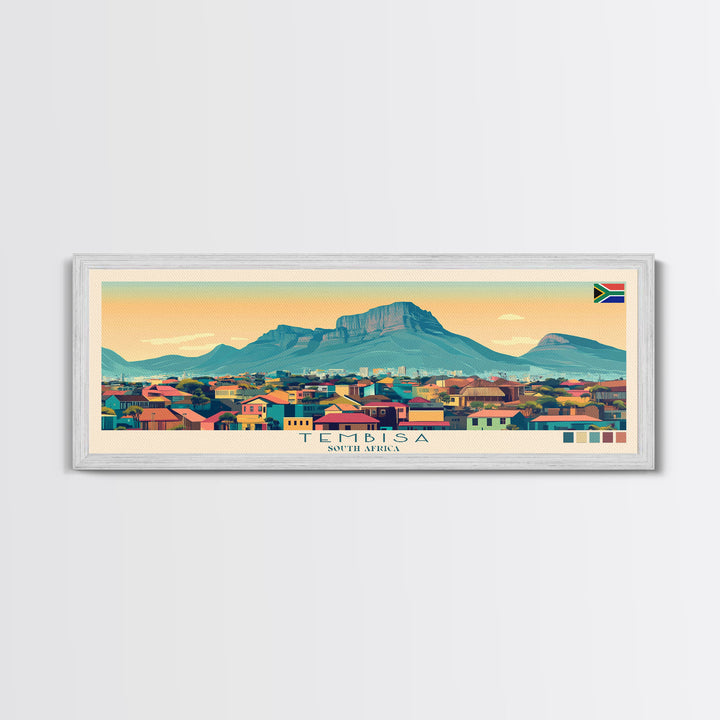 Tembisa, South Africa Panoramic Travel Poster Canvas Print, Tembisa, South Africa Painting, South Africa Art, Tembisa Travel Art, Guest Room Painting