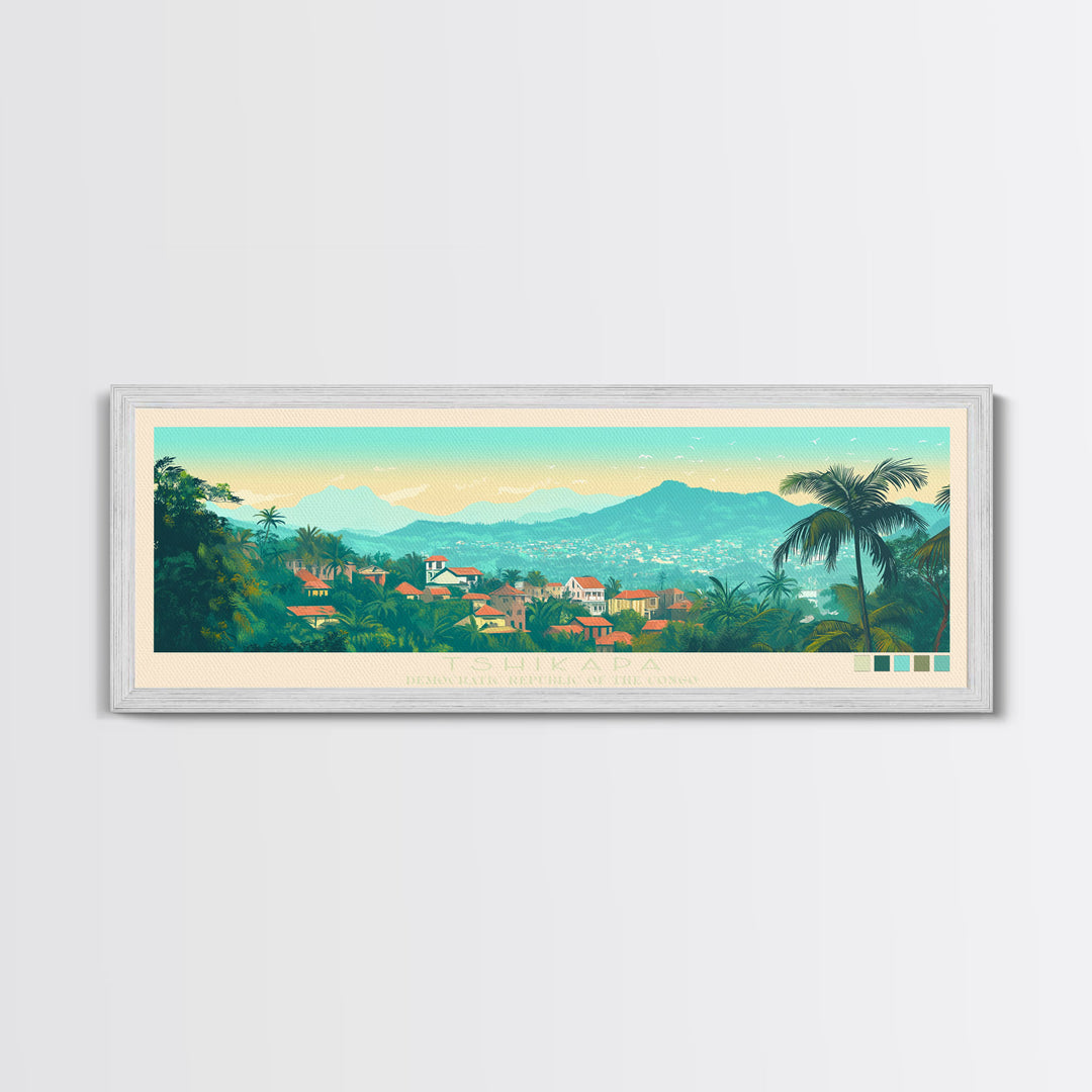 Tshikapa, Congo Travel Poster Panoramic Canvas Print, Tshikapa, Congo Painting, Congo Art, Tshikapa Travel Art, Guest Room Painting