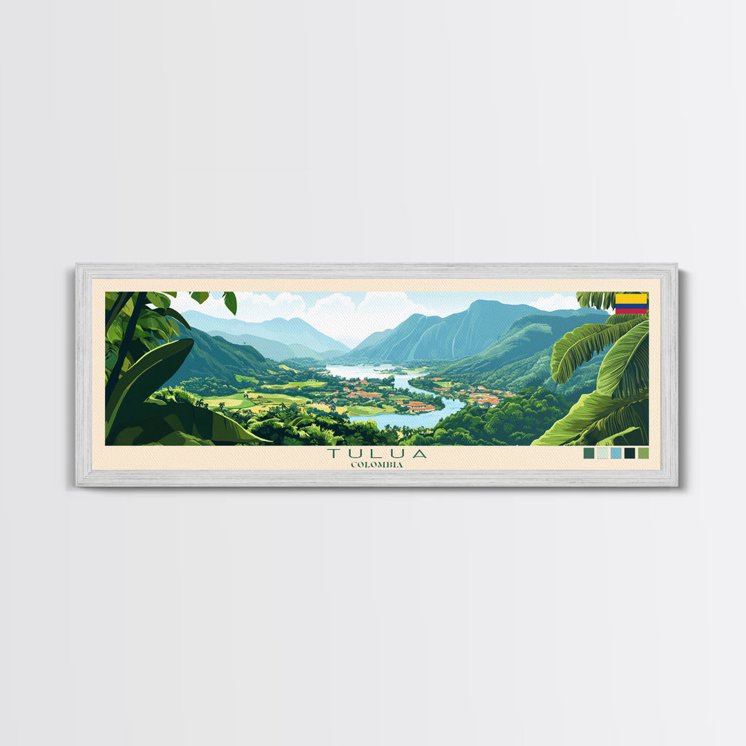 Tulua, Colombia Travel Poster Panoramic Canvas Print, Tulua, Colombia Painting, Colombia Art, Tulua Travel Art, Guest Room Painting