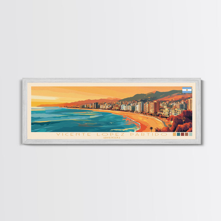 Vicente Lopez Partido, Argentina Panoramic Travel Poster Canvas Print, Vicente Lopez Partido, Argentina Painting, Argentina Art, Vicente Lopez Partido Travel Art, Living Room Painting