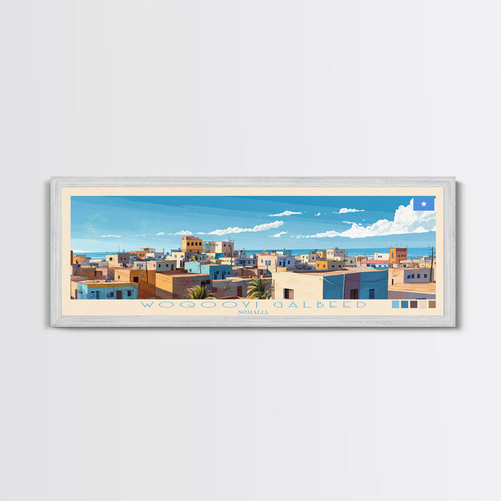 Woqooyi Galbeed, Somalia Panoramic Travel Poster Canvas Print, Woqooyi Galbeed, Somalia Painting, Somalia Art, Woqooyi Galbeed Panoramic Travel Art, Travel Painting