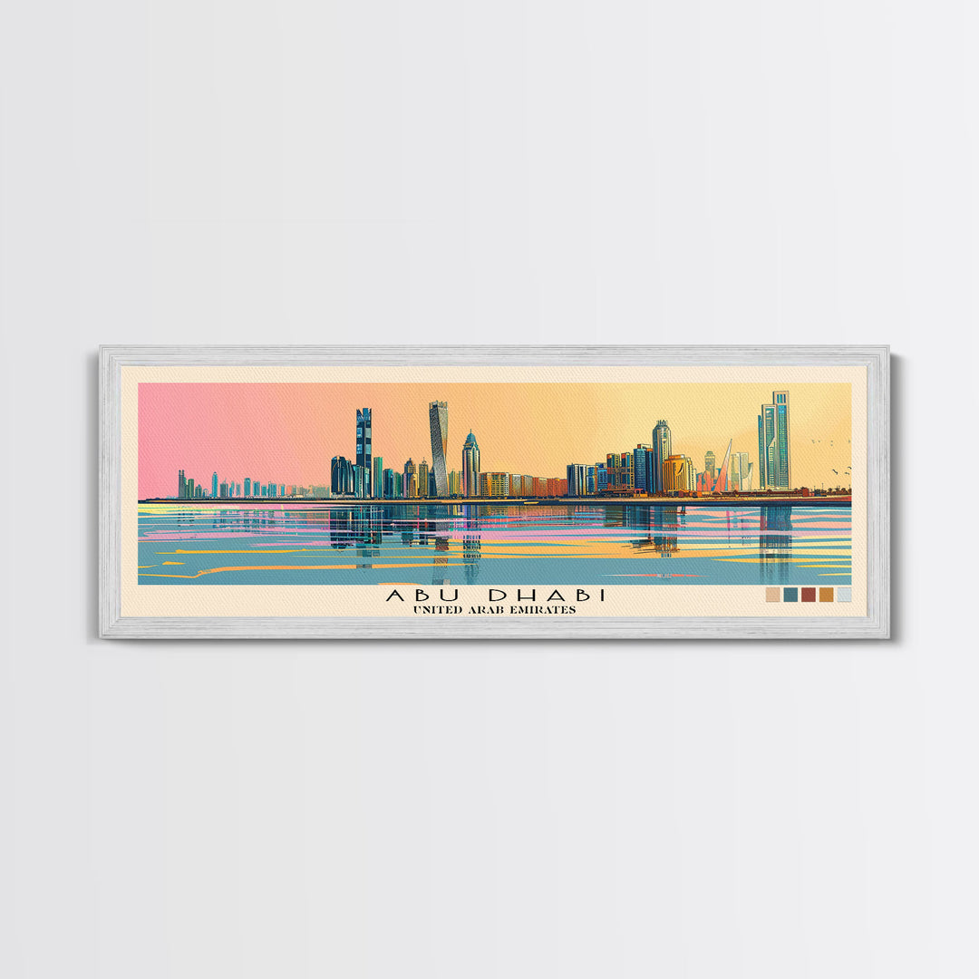 Abu Dhabi, United Arab Emirates Panoramic Canvas Print, Abu Dhabi, United Arab Emirates Painting, United Arab Emirates Art, Abu Dhabi Travel Poster, Travel Art, Housewarming Gift