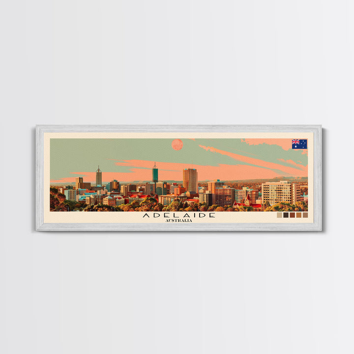 Adelaide, Australia Panoramic Canvas Print, Adelaide, Australia Painting, Australia Art, Adelaide Travel Poster, Travel Art, Guest Room Painting