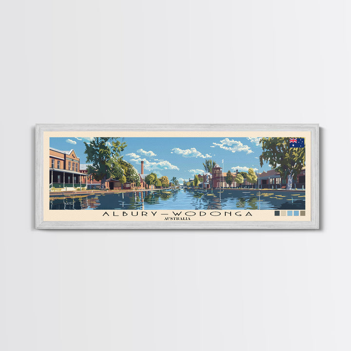 Albury–Wodonga, Australia Panoramic Canvas Print, Albury–Wodonga, Australia Painting, Australia Art, Albury–Wodonga Travel Poster, Travel Art, Housewarming Gift