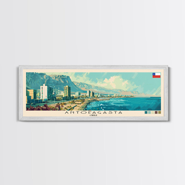 Antofagasta, Chile Panoramic Canvas Print, Antofagasta, Chile Painting, Chile Art, Antofagasta Travel Poster, Travel Art, Housewarming Gift