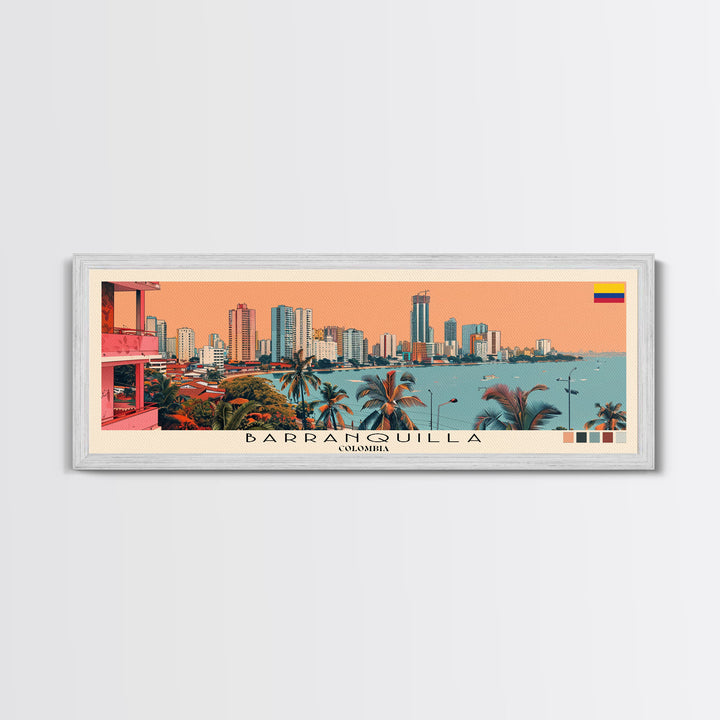 Barranquilla, Colombia Panoramic Canvas Print, Barranquilla, Colombia Painting, Colombia Art, Barranquilla Travel Poster, Travel Art, Guest Room Painting