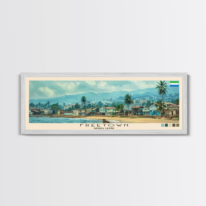 Freetown, Sierra Leone Panoramic Canvas Print, Freetown, Sierra Leone Painting, Sierra Leone Art, Freetown Travel Poster, Travel Art, Living Room Painting