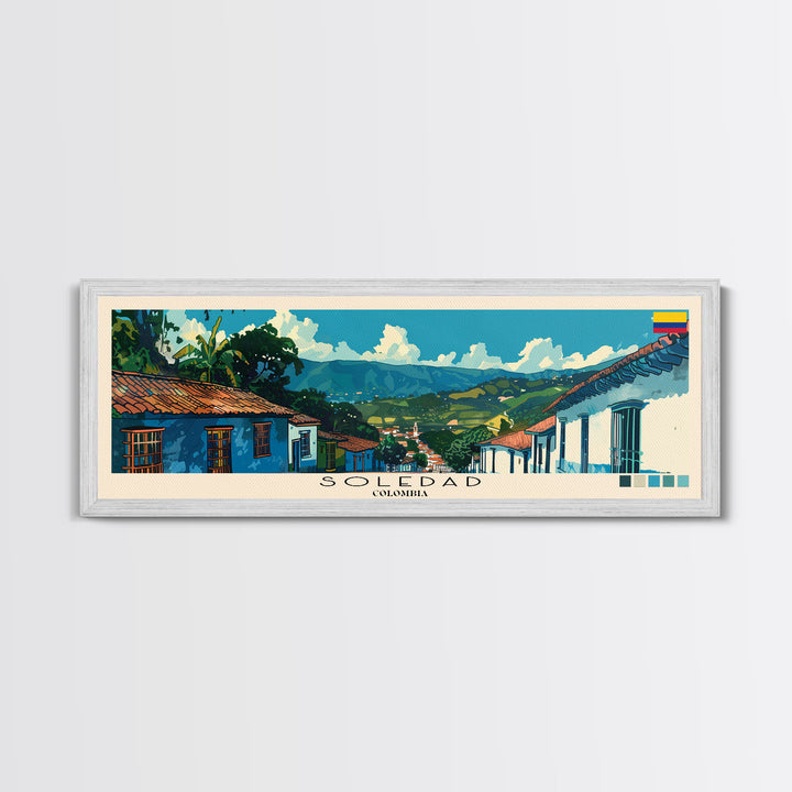 Soledad, Colombia Panoramic Canvas Print, Soledad, Colombia Painting, Colombia Art, Soledad Travel Poster, Travel Art, Guest Room Painting