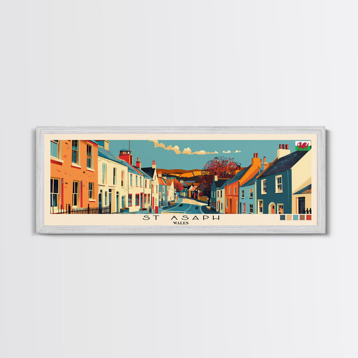 St Asaph, Wales Panoramic Canvas Print, St Asaph, Wales Painting, Wales Art, St Asaph Travel Poster, Travel Art, Housewarming Gift