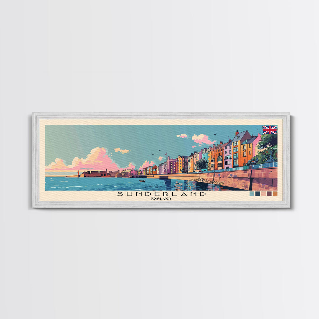 Sunderland, England Panoramic Canvas Print, Sunderland, England Painting, England Art, Sunderland Travel Poster, Travel Art, Housewarming Gift