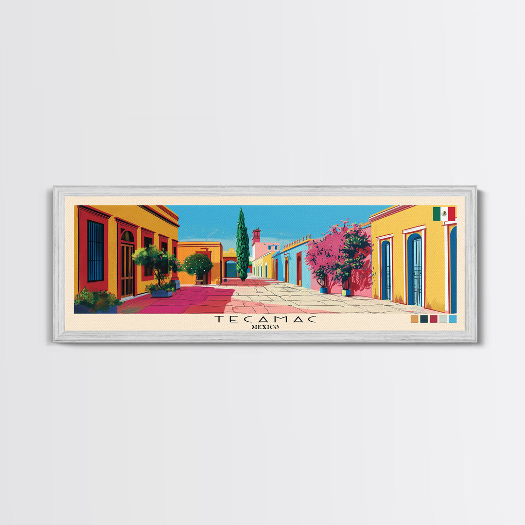 Tecamac, Mexico Panoramic Canvas Print, Tecamac, Mexico Painting, Mexico Art, Tecamac Travel Poster, Travel Art, Vacation Gift