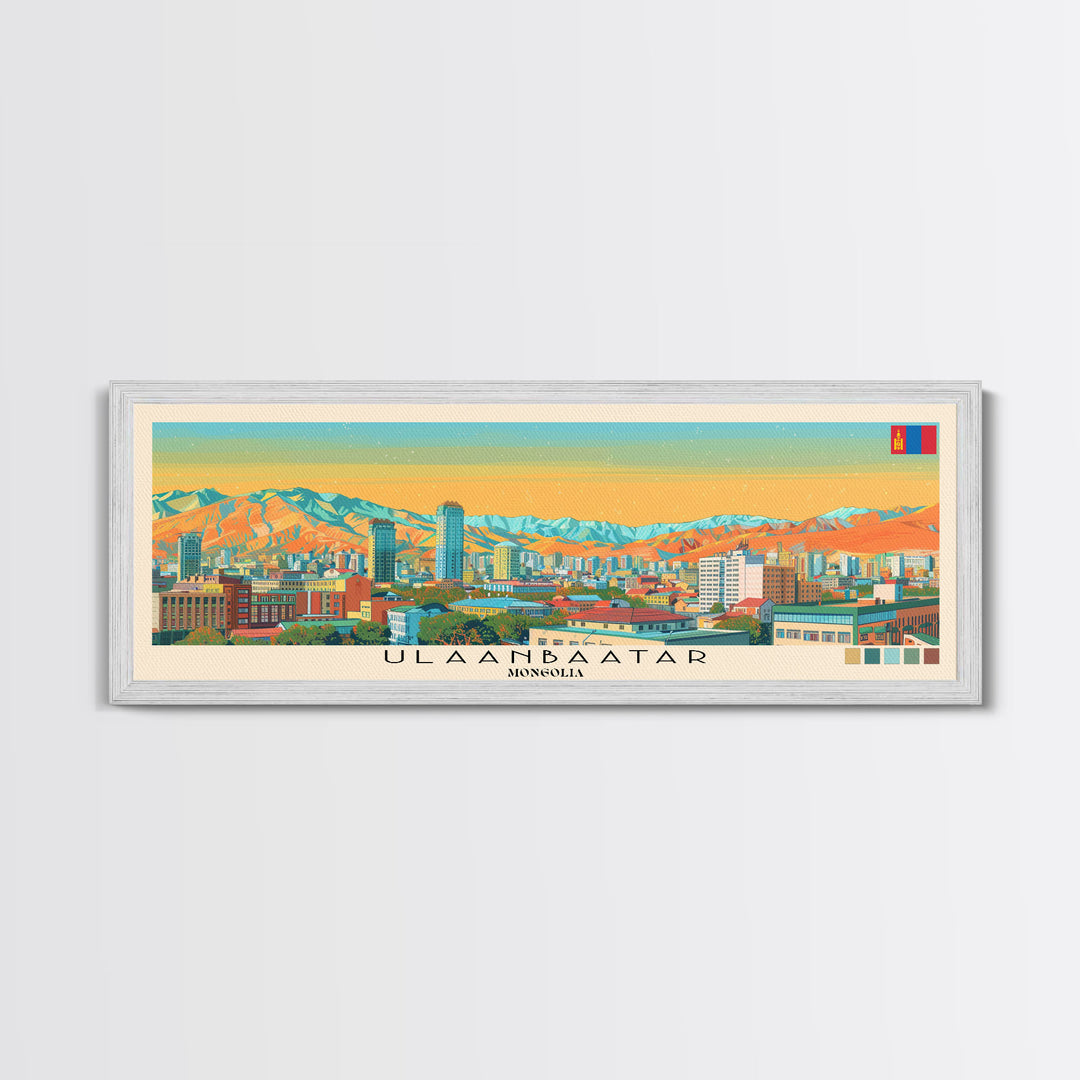 Ulaanbaatar, Mongolia Panoramic Canvas Print, Ulaanbaatar, Mongolia Painting, Mongolia Art, Ulaanbaatar Travel Poster, Travel Art, Housewarming Gift