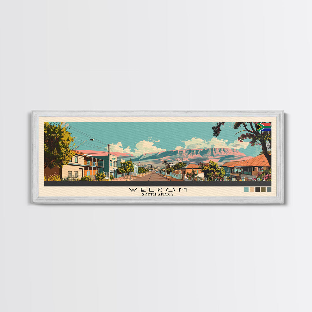 Welkom, South Africa Panoramic Canvas Print, Welkom, South Africa Painting, South Africa Art, Welkom Travel Poster, Travel Art, Guest Room Painting