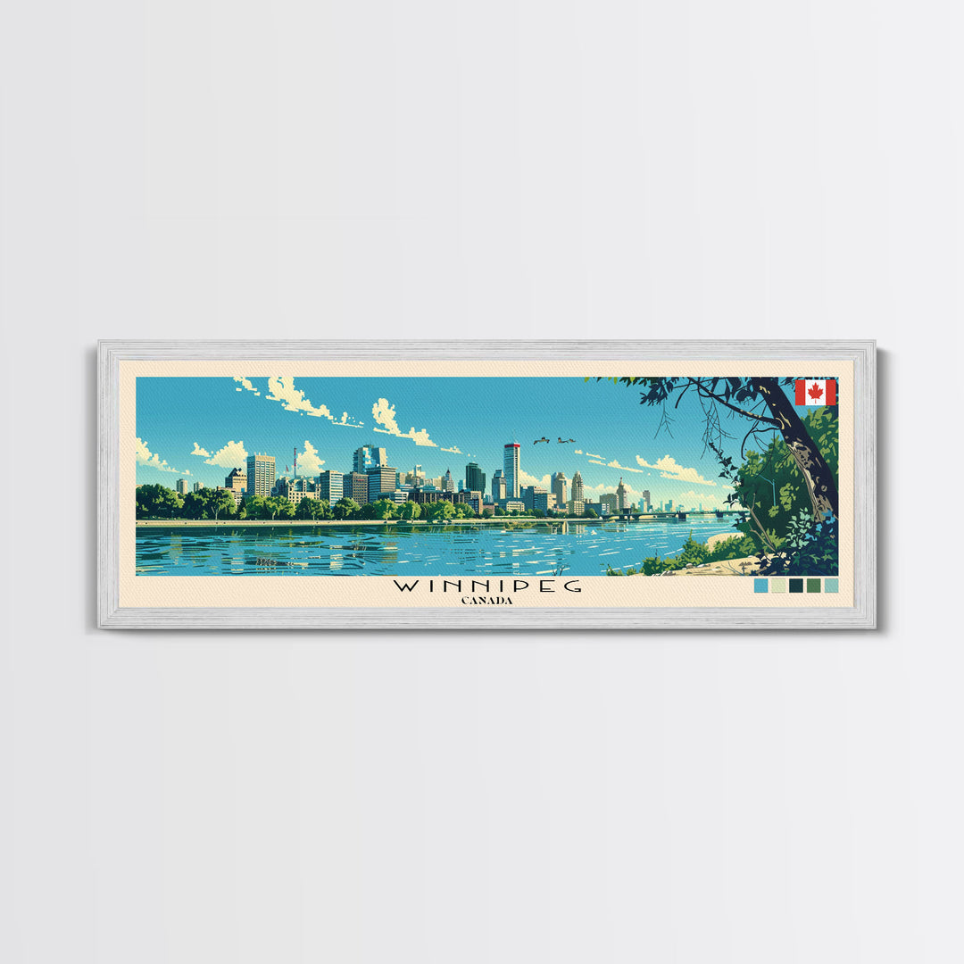 Winnipeg, Canada Panoramic Canvas Print, Winnipeg, Canada Painting, Canada Art, Winnipeg Travel Poster, Travel Art, Guest Room Painting