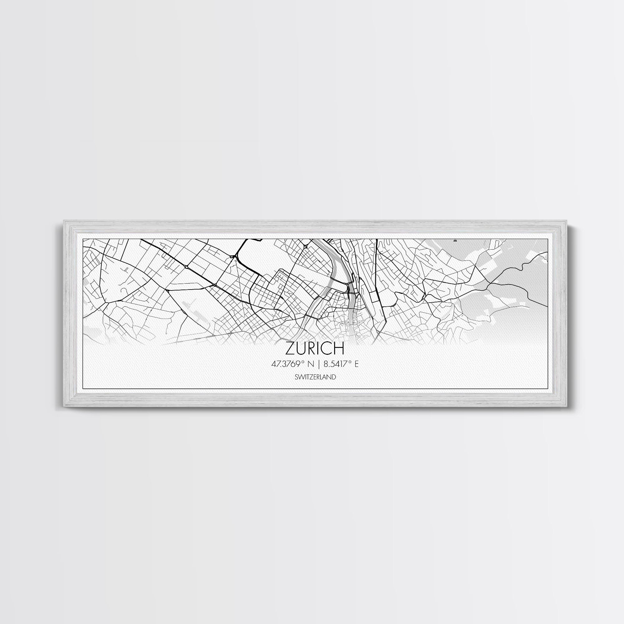 Panoramic Zurich City Map, Switzerland Art, Map Print, Minimalist Wall Art, Canvas Art, Housewarming Gift, Street Map Art, Closing Gift