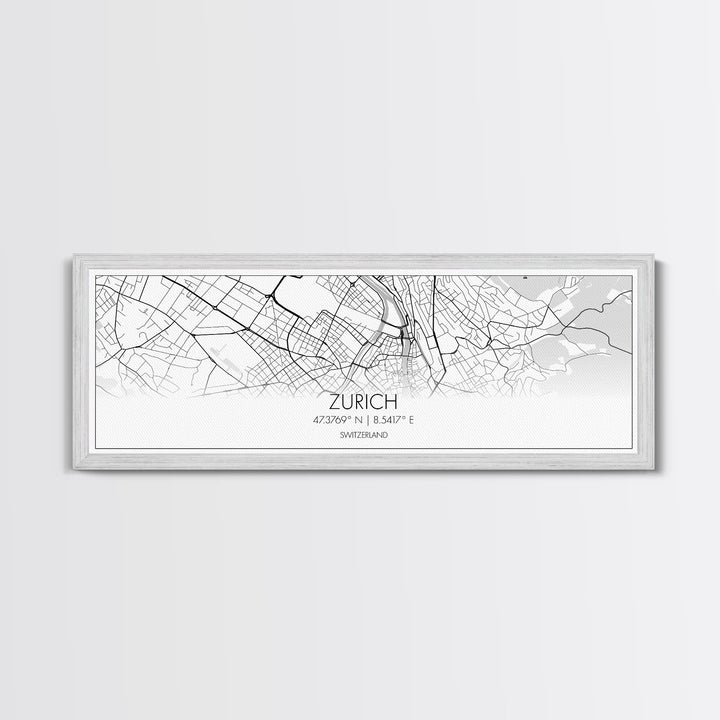 Panoramic Zurich City Map, Switzerland Art, Map Print, Minimalist Wall Art, Canvas Art, Housewarming Gift, Street Map Art, Closing Gift