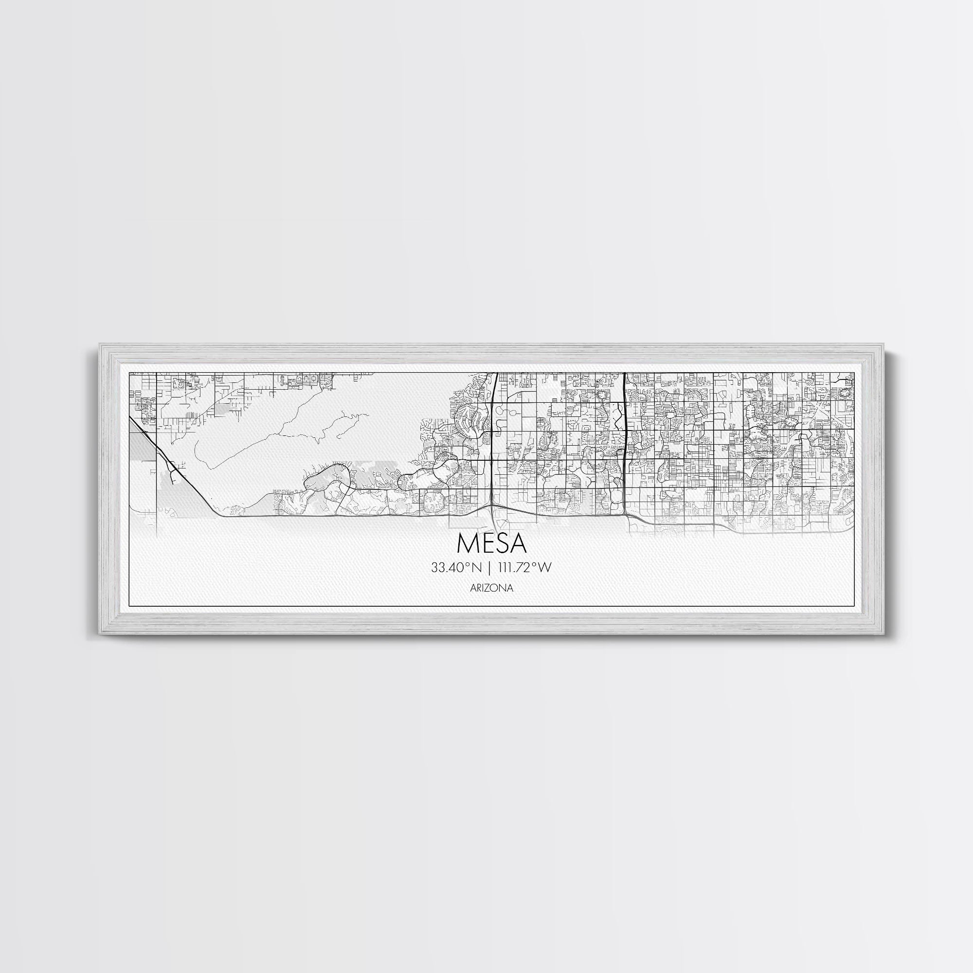 Panoramic Mesa City Map, Florida Art, Map Print, Minimalist Wall Art, Canvas Art, Housewarming Gift, Street Map Art, Closing Gift