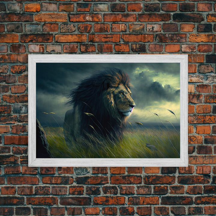 Lion Wall Art | Lion Canvas | Majestic Lion Canvas Wall Art | Framed Canvas Print | Watercolor painting of a Lion