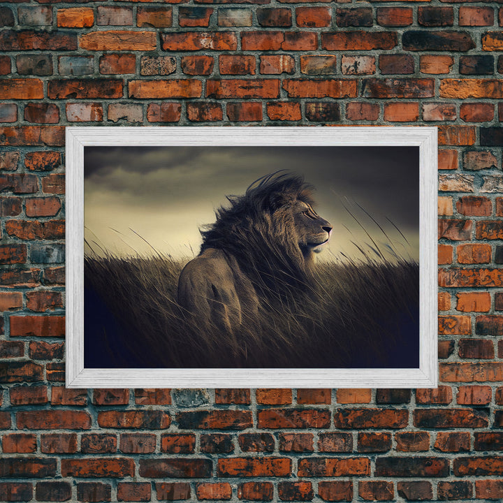 Lion Wall Art | Lion Canvas | Majestic Lion Canvas Wall Art | Framed Canvas Print | Watercolor painting of a Lion